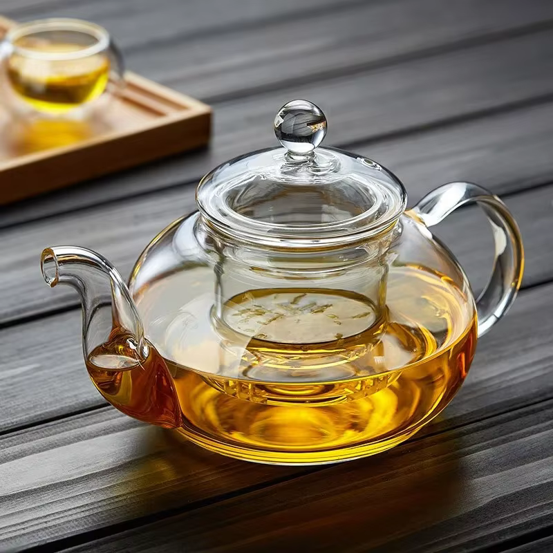 Théière en verre épais filtrée et résistante à la chaleur, 400ml/1000ml, théière à fleurs en verre à