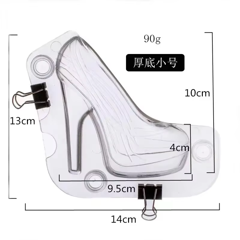 Moule à chocolat en forme de chaussure à talons hauts, moule à bonbons en plastique 3D, cuisson de b