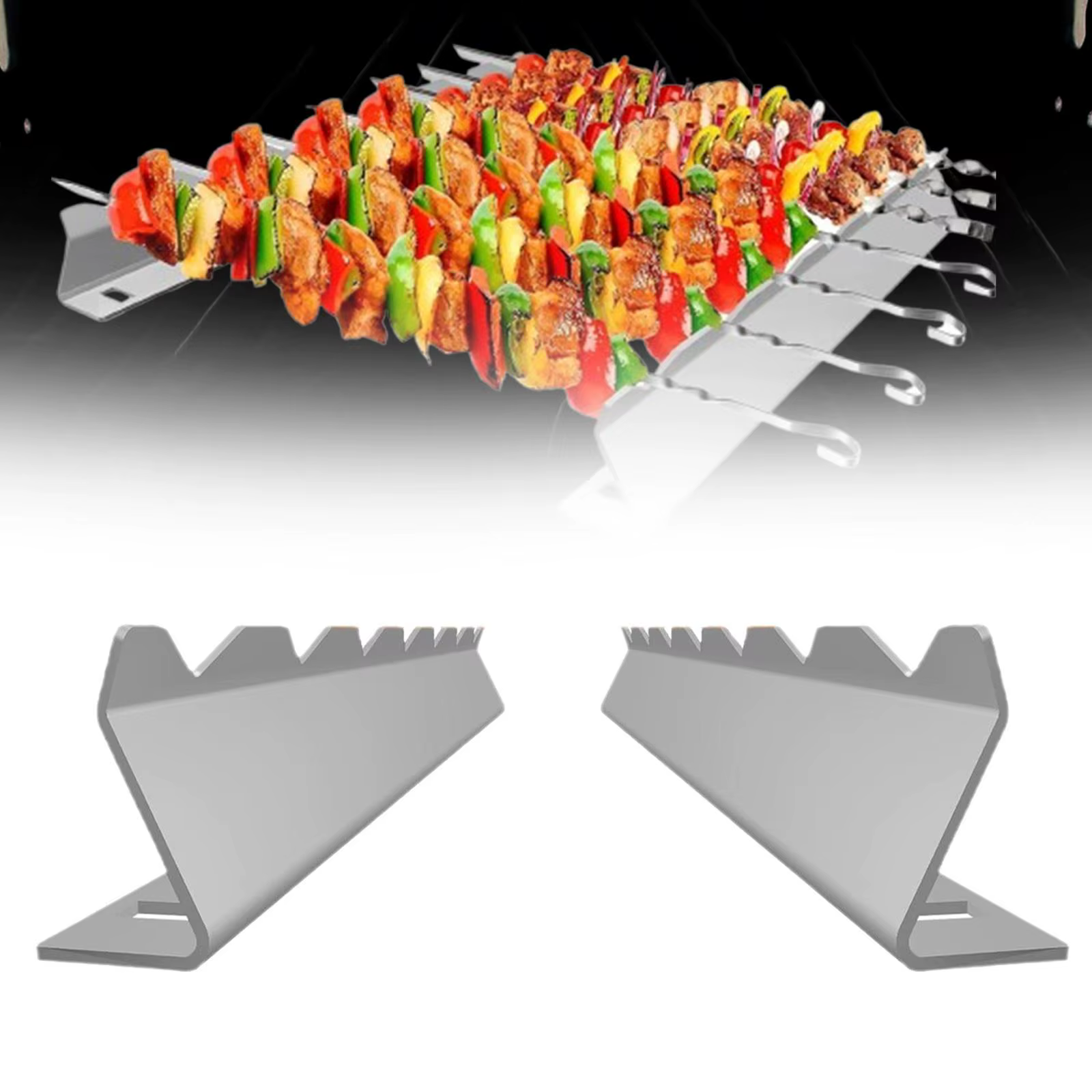 Ensemble de supports de brochettes, bâtons de Barbecue, brochettes de Barbecue, brochettes métalliqu