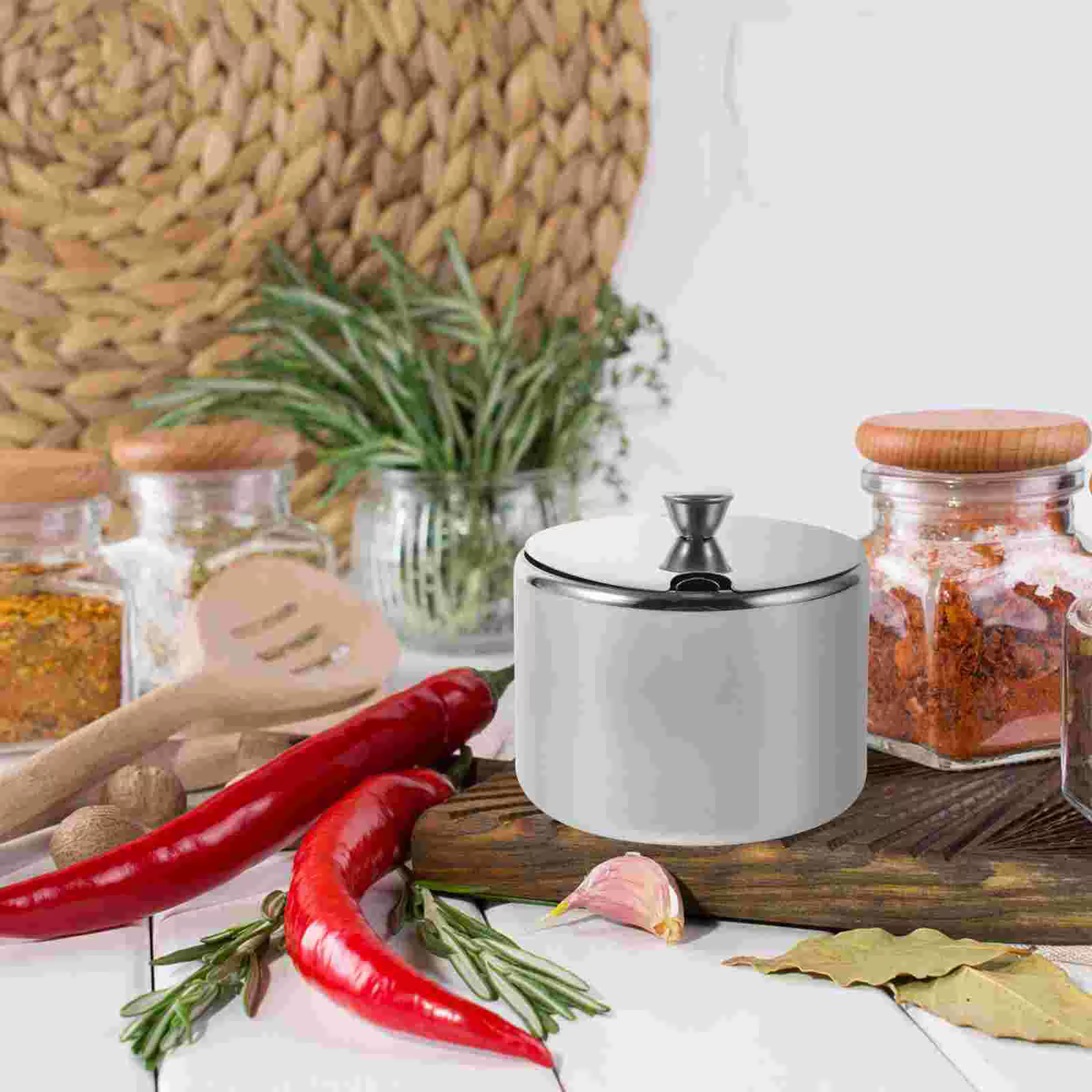 Sucrier de céréales en acier inoxydable, shaker d'assaisonnement avec couvercle, récipient de cuisin