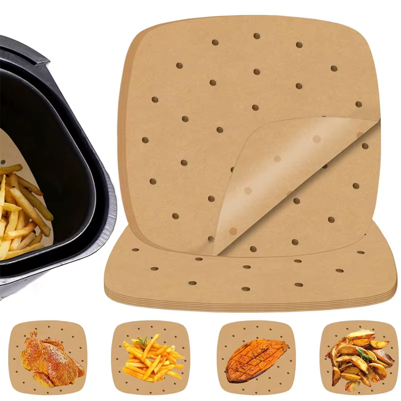 Papier pour friteuse à Air jetable, doublures en papier parchemin, doublures antiadhésives pour four