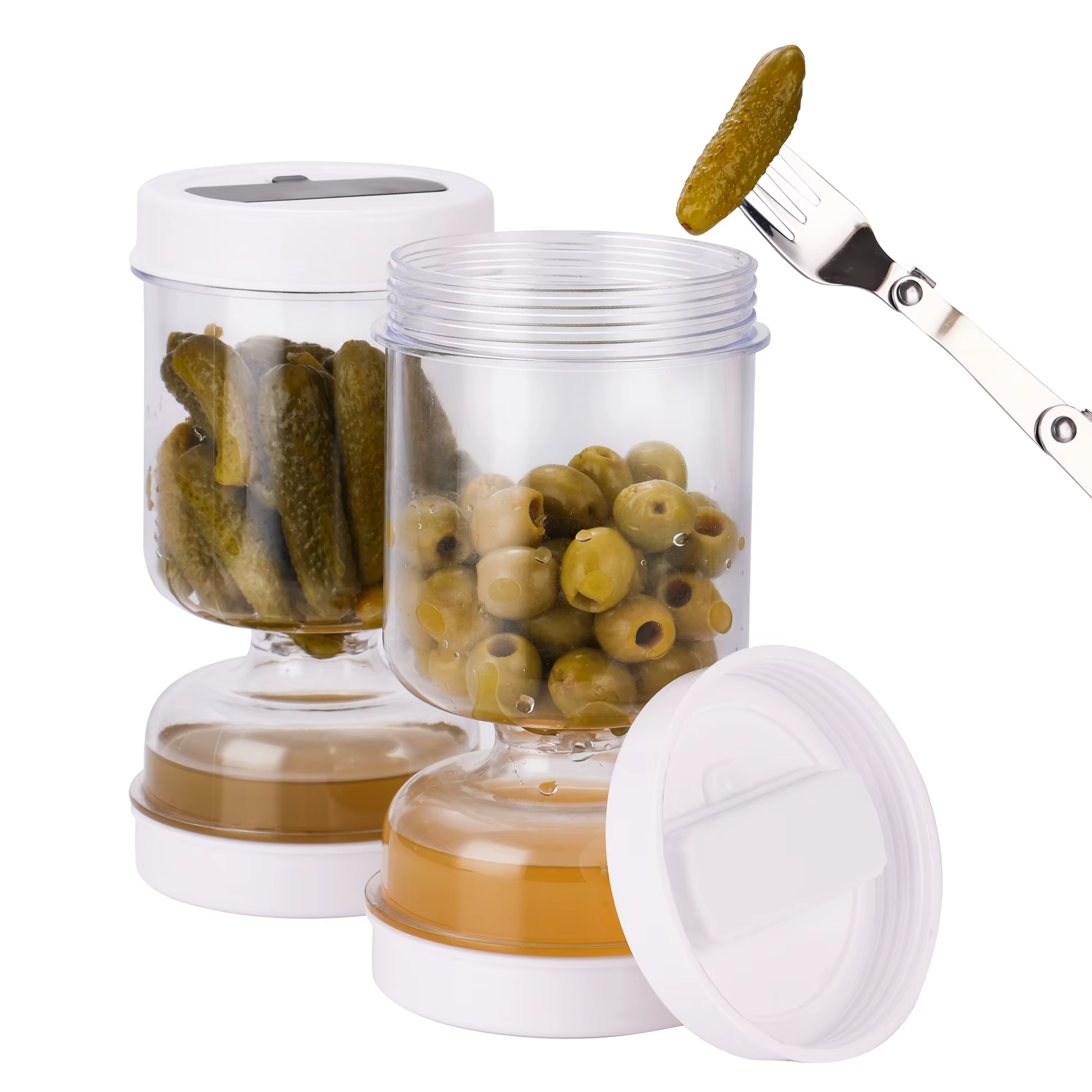 Nouveau pot de sablier de récipient d'olive avec le pot hermétique de crépine de cornichons de récip