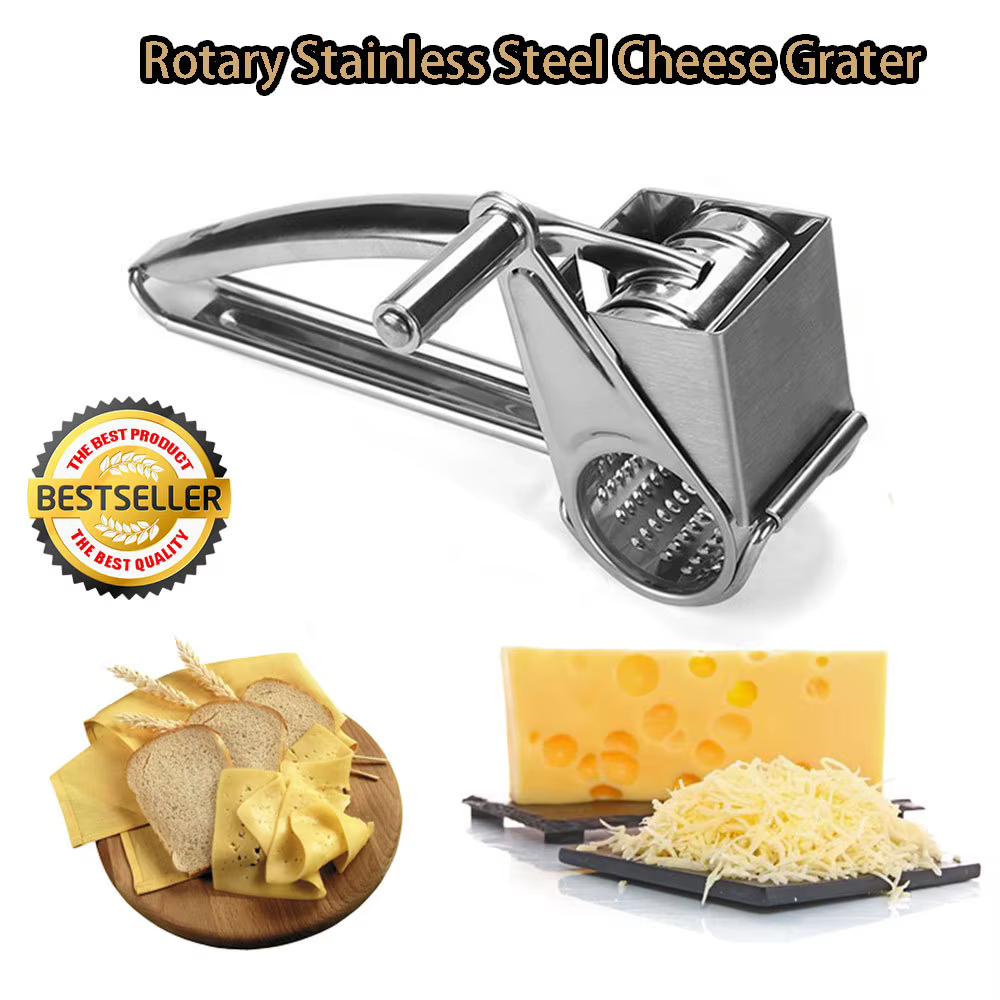 Râpe à fromage rotative en acier inoxydable, ustensiles de cuisine, coupe-fromage, trancheur, outil 
