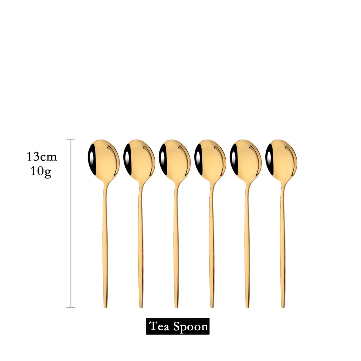Cuillère à café dorée en acier inoxydable, 6 pièces, cuillères à café, gâteau glacé, Dessert, ensemb