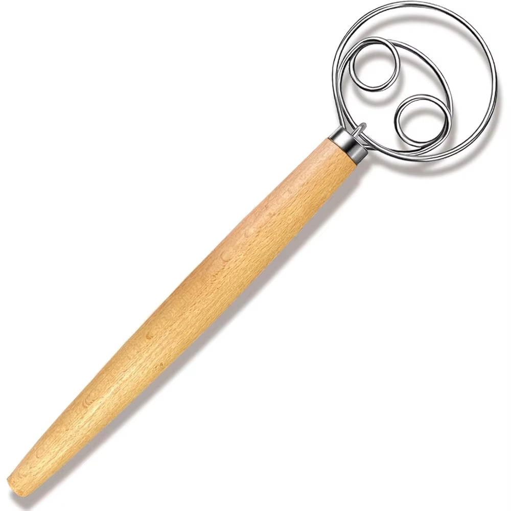 Batteur à pain avec manche en bois, anneau en acier inoxydable, gâteau, Pizza, pâtisserie, Biscuit, 
