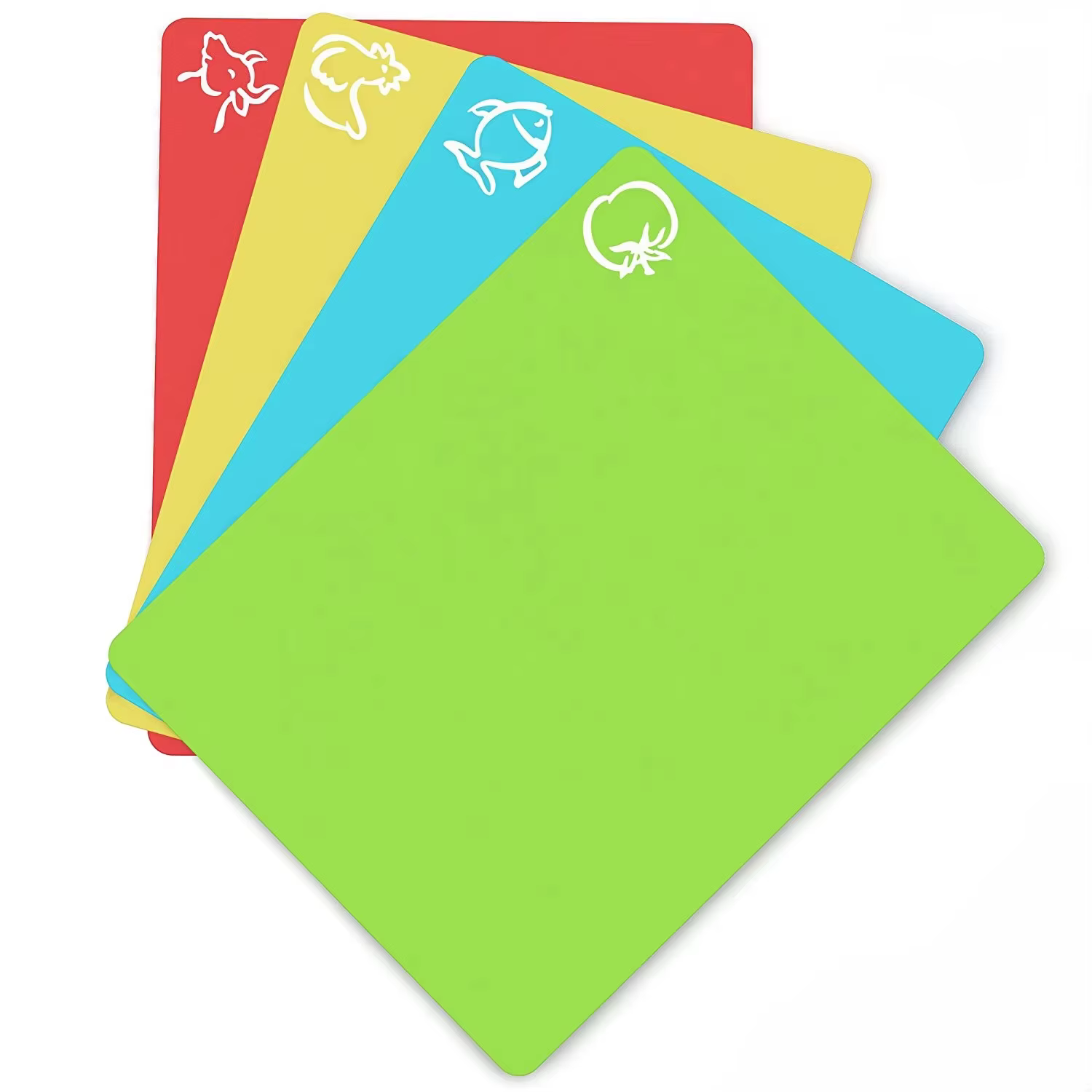 Tapis de découpe en plastique souple, tapis colorés avec icônes alimentaires, dos antidérapant, lot 