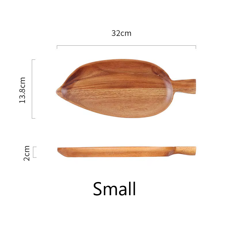 Plateau de service en bois en forme de feuille, étanche, pour steak, sushi, viande grillée, pizza, t