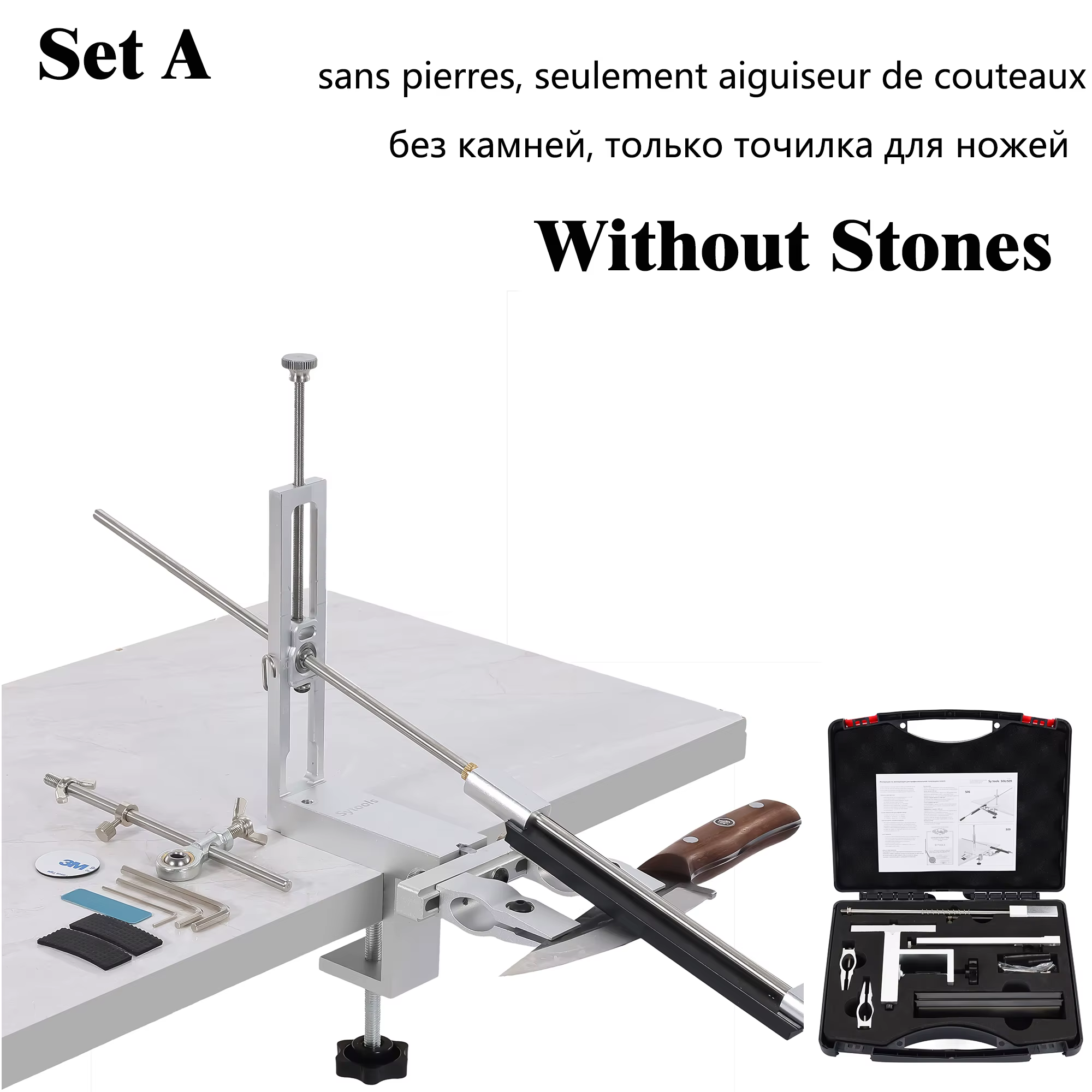 Afiloir de couteaux professionnel à angle ajustable, avec des pinces doubles rotatives de 360 degrés