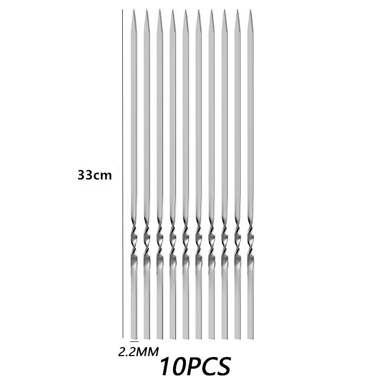 Brochettes de barbecue réutilisables en acier inoxydable, bâtonnets en fer pour kebab, outils de cui