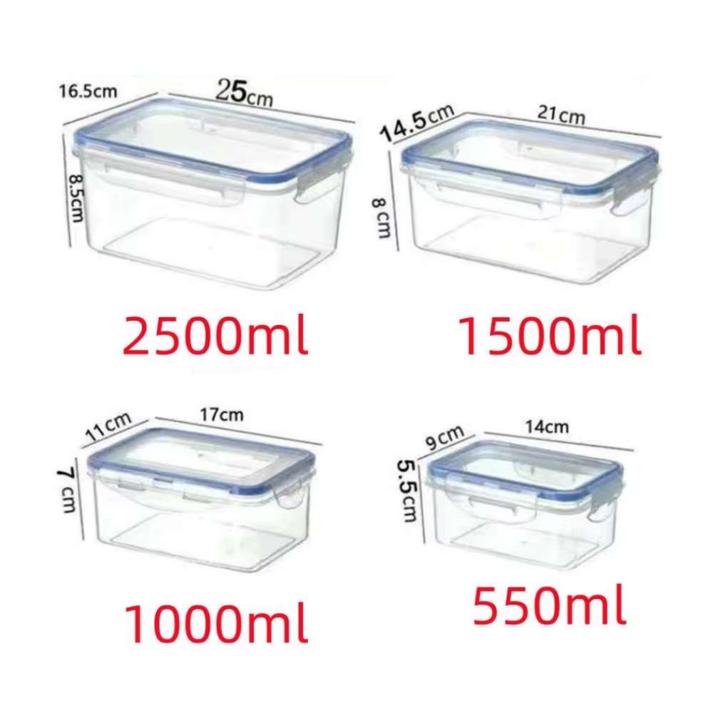 1/4 paquet de contenants de stockage alimentaire, boîtes d'organisation de cuisine transparentes ave