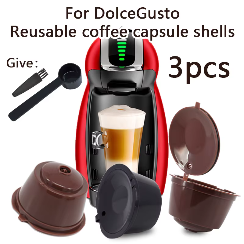 Tasse filtrante à café Dolce Gusto, 3 pièces, filtres à capsules de café réutilisables avec cuillère