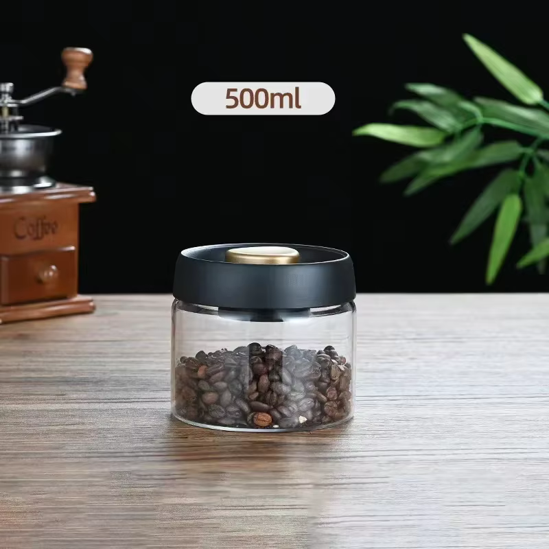 Pot de rangement sous vide manuel étanche à l'humidité, boîte à café, verre à haute teneur en borosi