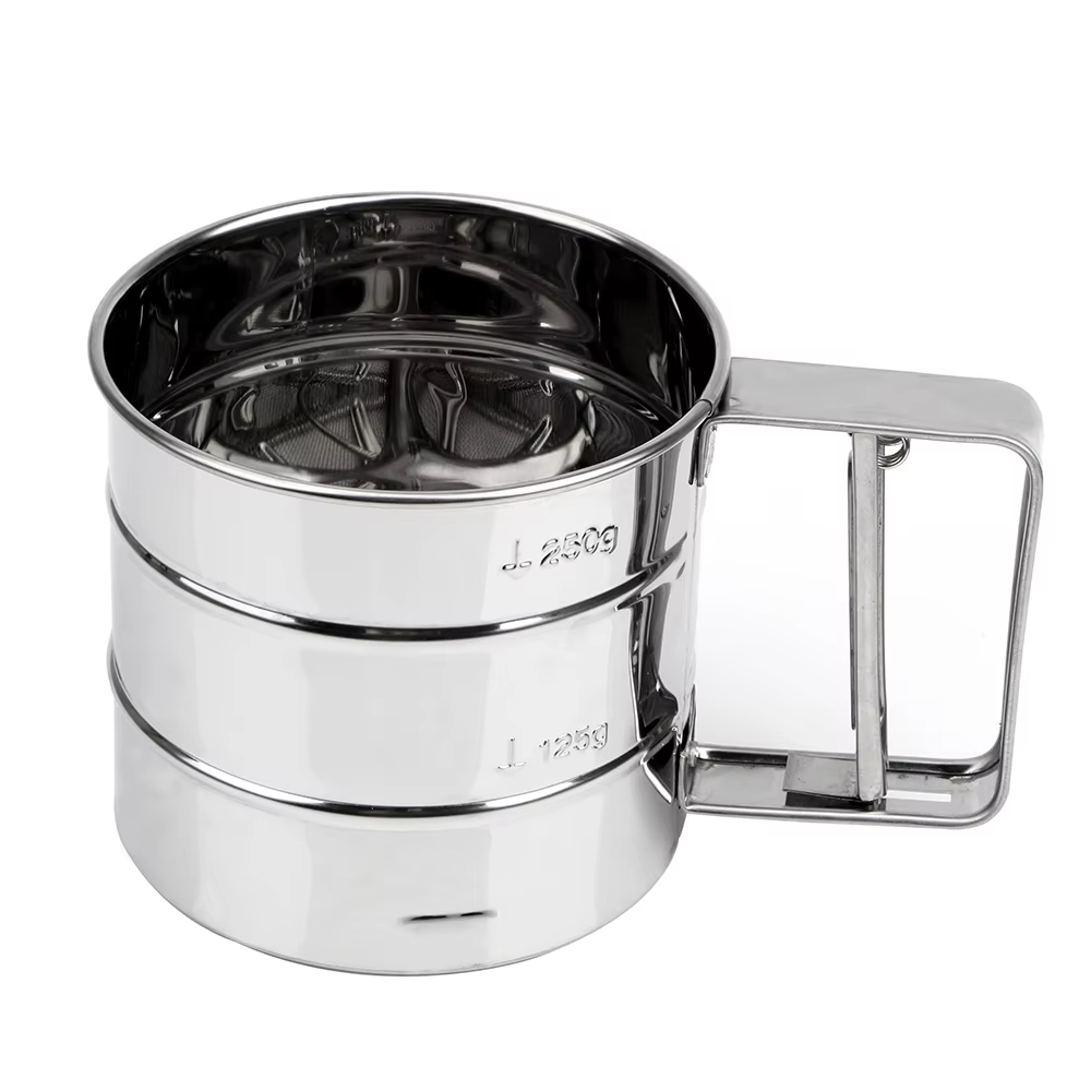 Tamis en acier inoxydable pour sucre glacé, ustensiles de cuisson en poudre, farine, maille, tasse, 