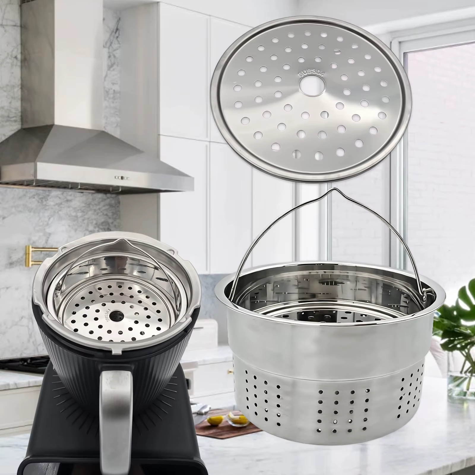 Mise à niveau du cuiseur vapeur 2 en 1 en acier inoxydable pour Thermomix TM7, panier double couche 