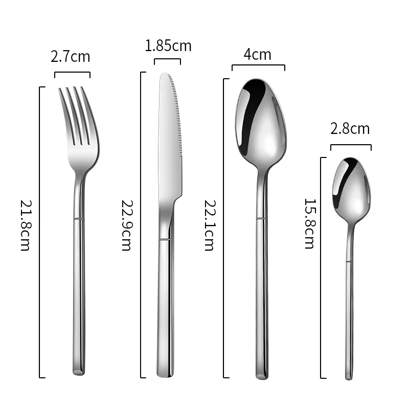 Ensemble de couverts en acier inoxydable 304 doré brillant, couteau, fourchette, cuillère, vaisselle