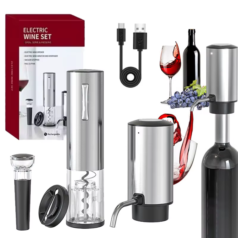 Ouvre-vin rouge électrique Rechargeable, tire-bouchon automatique, ensemble coupe-feuille, bouchon d