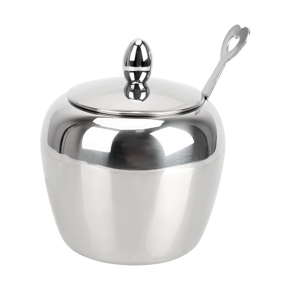 Sucrier à pommes, Pot d'assaisonnement, accessoires de cuisine avec couvercle et cuillère, Pot à con