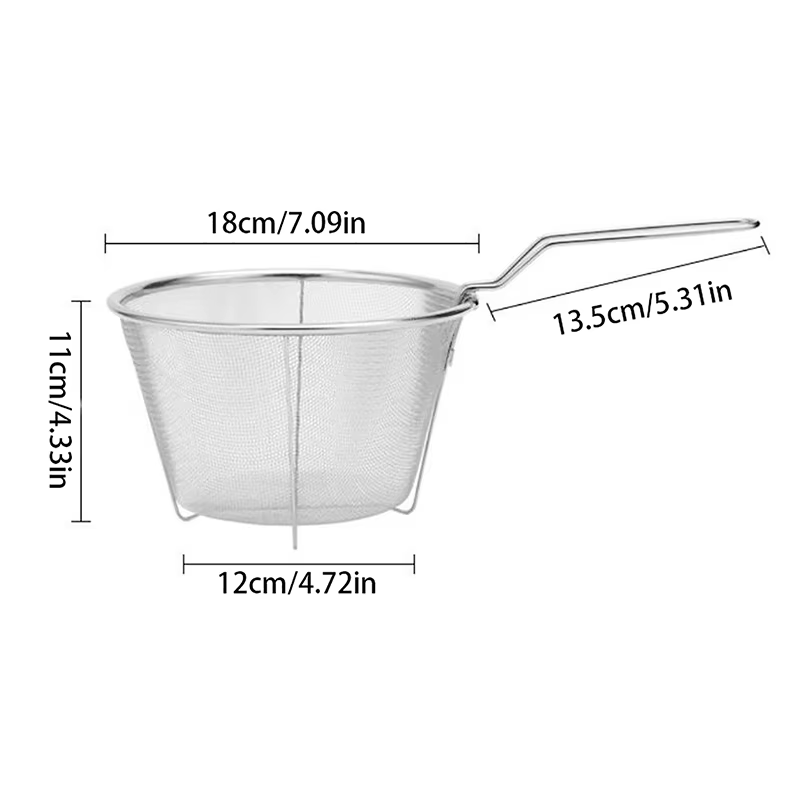 Mir à Friture en Acier Inoxydable, Friteuse Ronde de Cuisine, Treillis D.lique avec Poignée, Filets 