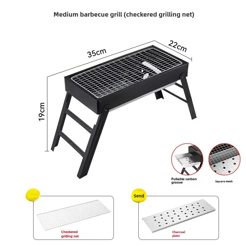 Barbecue portable sans fumée pour la maison, gril au charbon de bois pliable pour l'extérieur