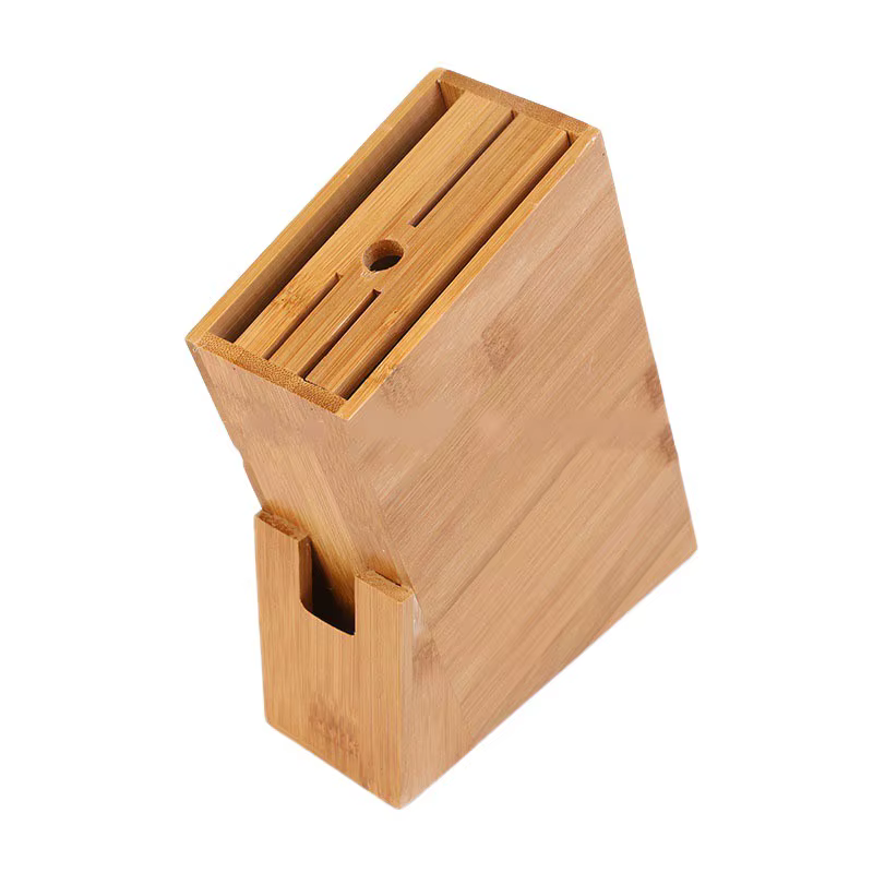 Bloc de rangement de couteaux en bambou sans couteaux, porte-couteau universel à 7 fentes, bloc de b