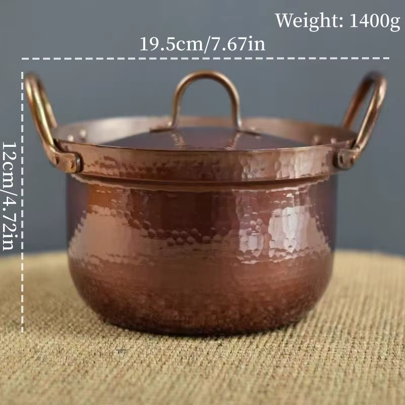 Marmite en cuivre fabriquée à la main, ustensile de cuisson pour faire bouillir, éplucher et ragoût 