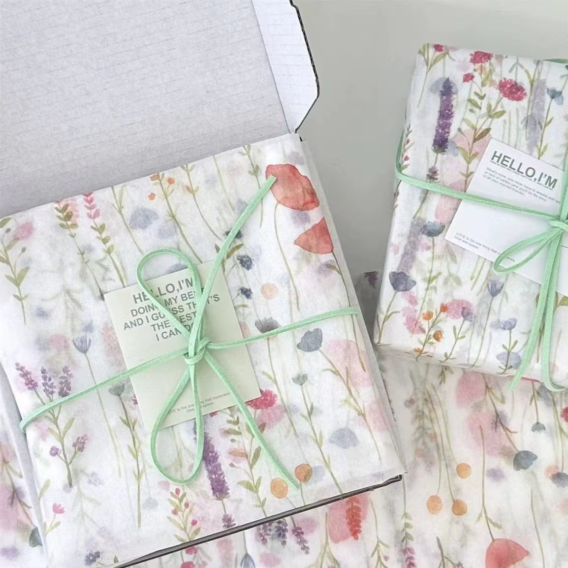 Papier de cuisson blanc, fournitures d'emballage de cadeaux, papier d'emballage Floral décoratif pou