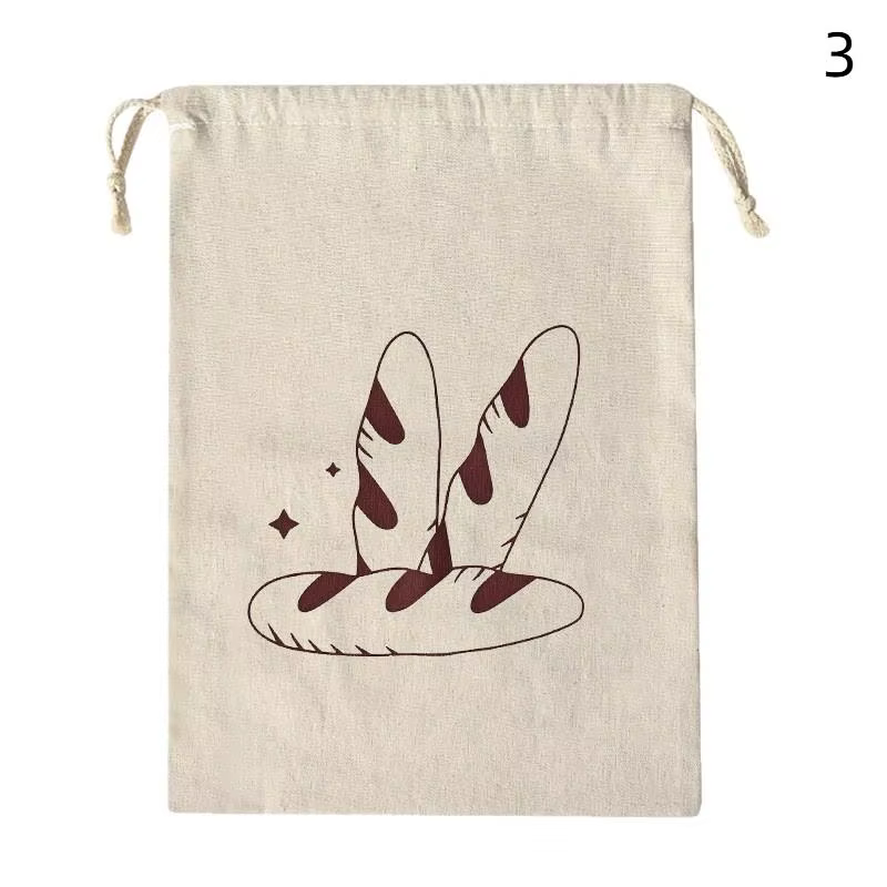 Sac à pain en lin réutilisable, Baguette en coton, sac de rangement à cordon de serrage, pain fait m