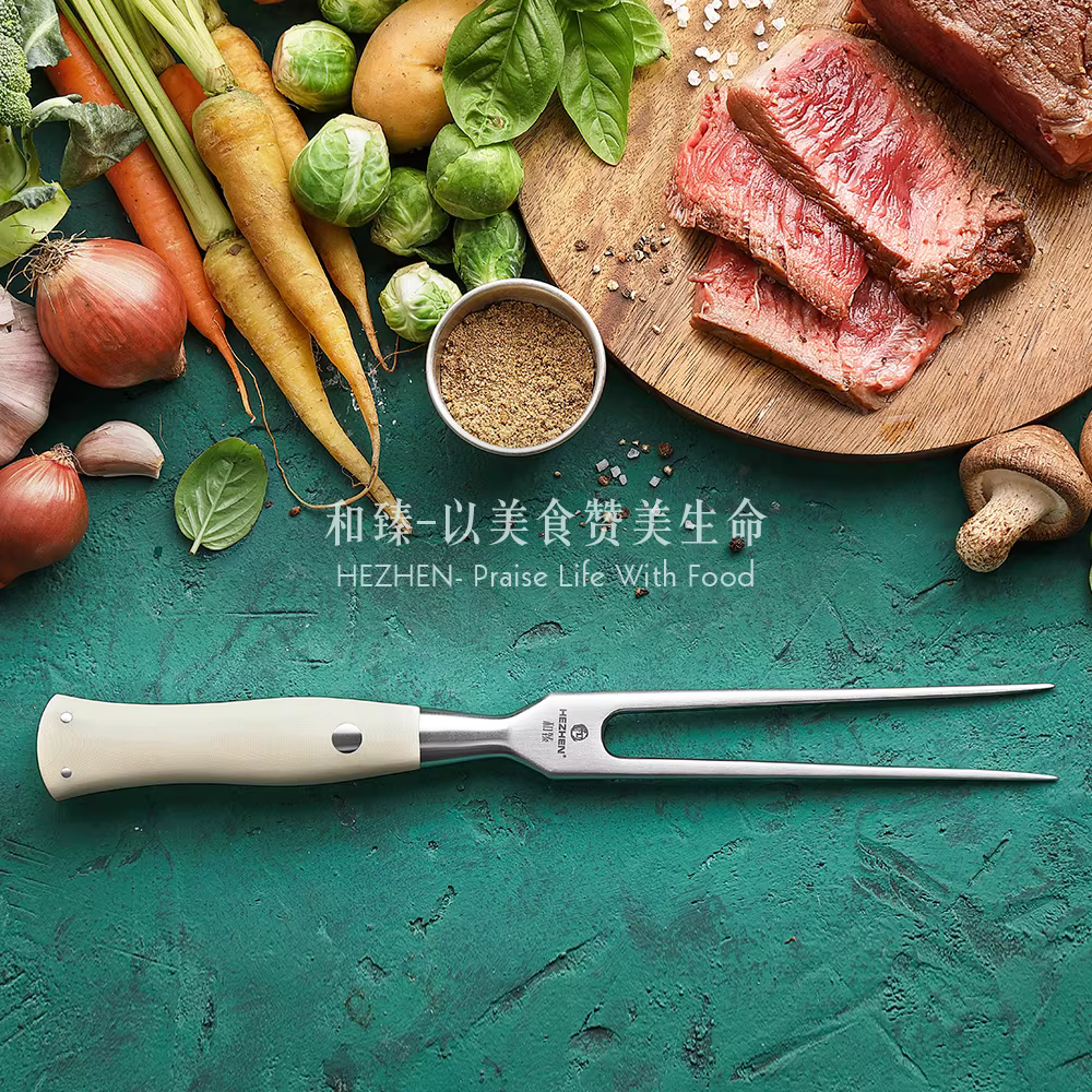 HEZHEN-Fourchette à viande série élégante, outils de cuisine, accessoires de cuisine, poignée G10, o
