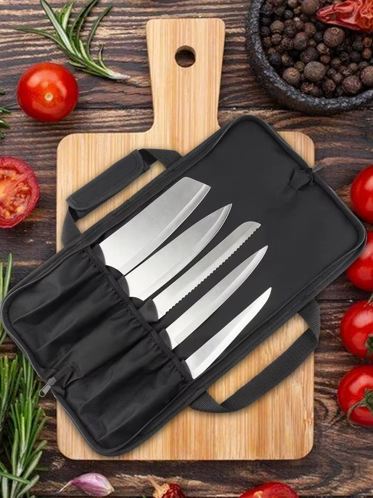 Sac à couteaux de chef (5 compartiments), étui à couteaux en nylon, pochette de rangement pour coute