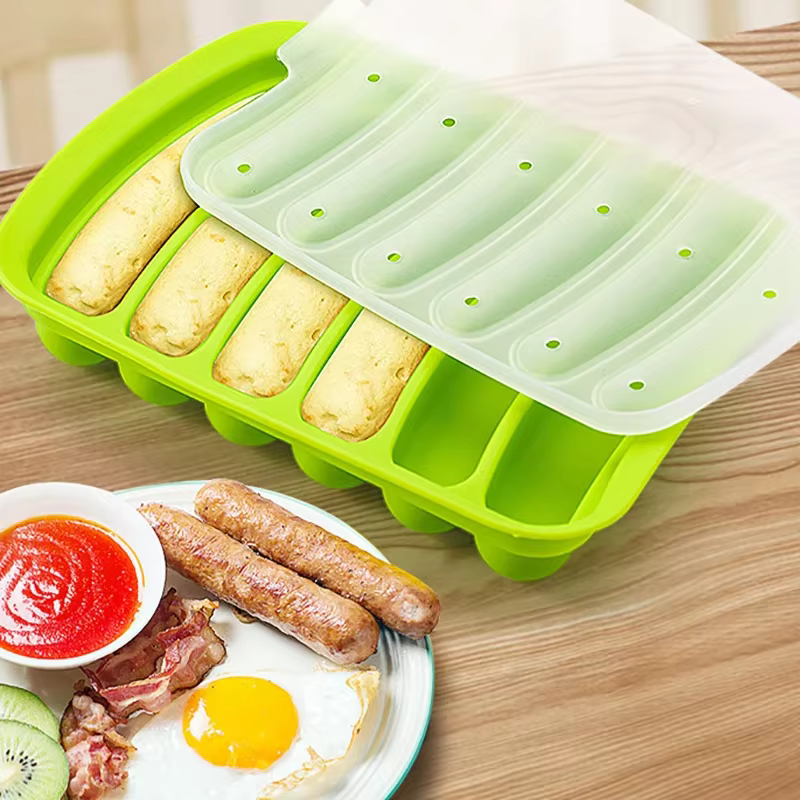 Moule à saucisses en Silicone, 6 grilles, bricolage, jambon, Hot Dog, avec couvercle, cuisine, ménag