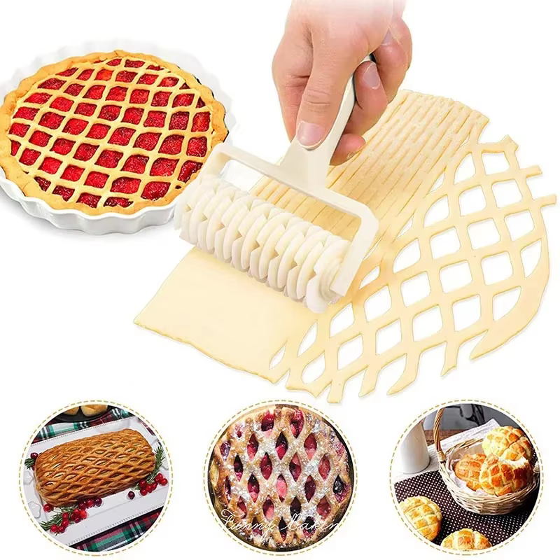 Coupe-pâte à rouleau en treillis en plastique, coupe-pâte, tarte, Pizza, biscuits, couteau à roue en