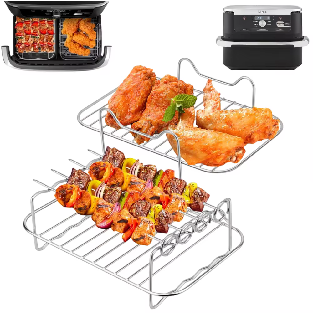 1 ensemble de grilles pour friteuse à air Ninja 10.4L AF500 et COSORI 10L, en acier inoxydable, faci