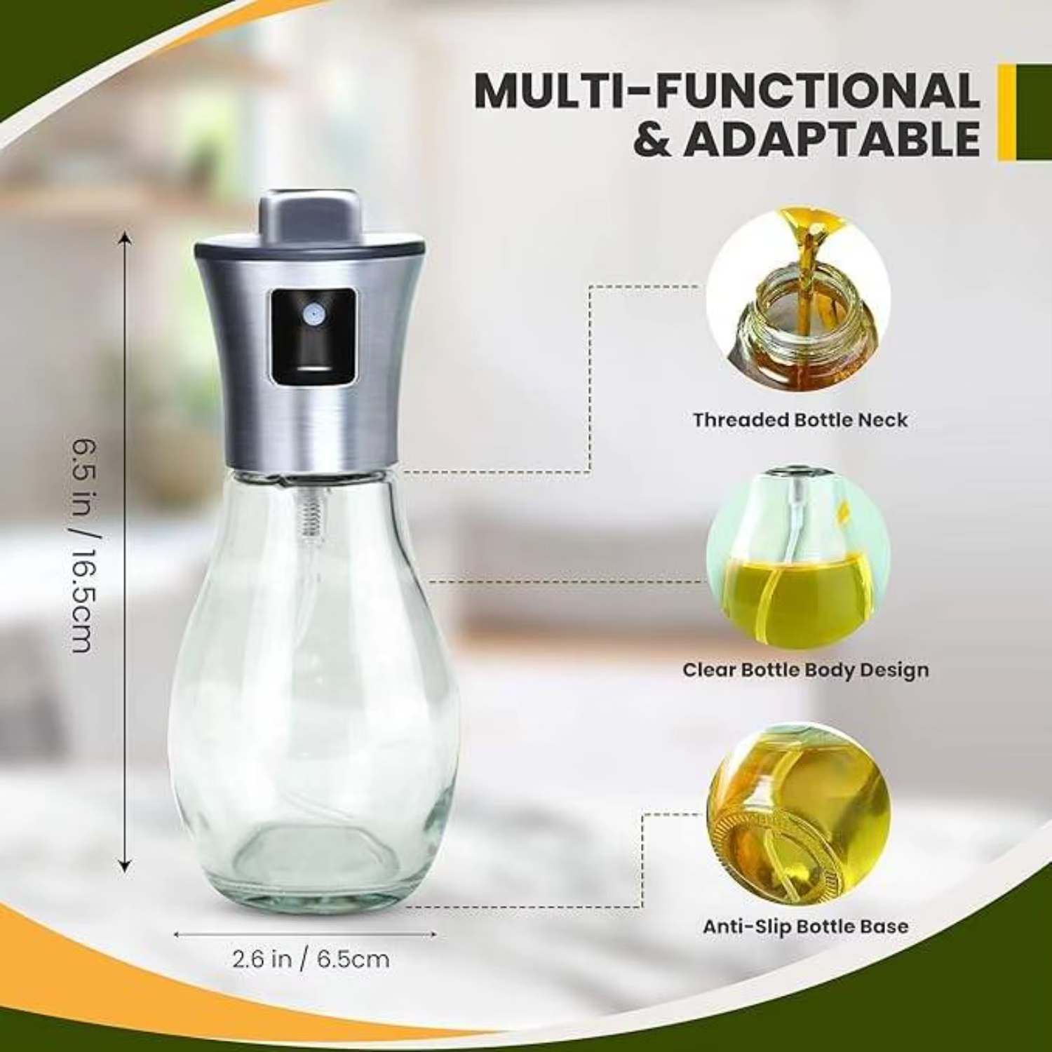 Pulvérisateur d'huile d'olive, de vinaigre et d'assaisonnements pour cuisine, 200 ml
