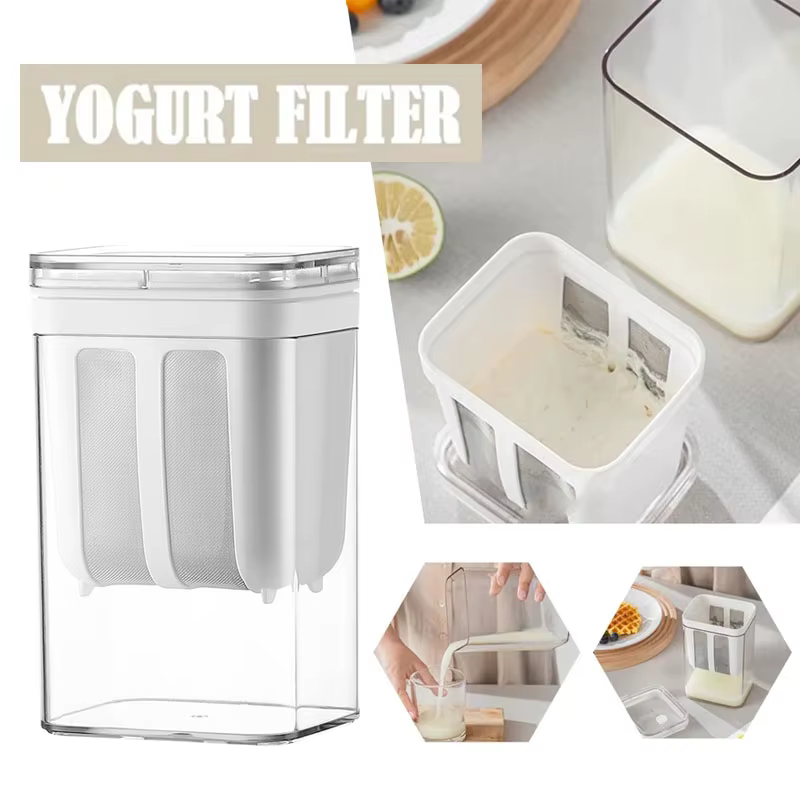 Filtre et passoire à yaourt de 1100ml, boîte transparente à mailles fines, tamis fait maison, sépara