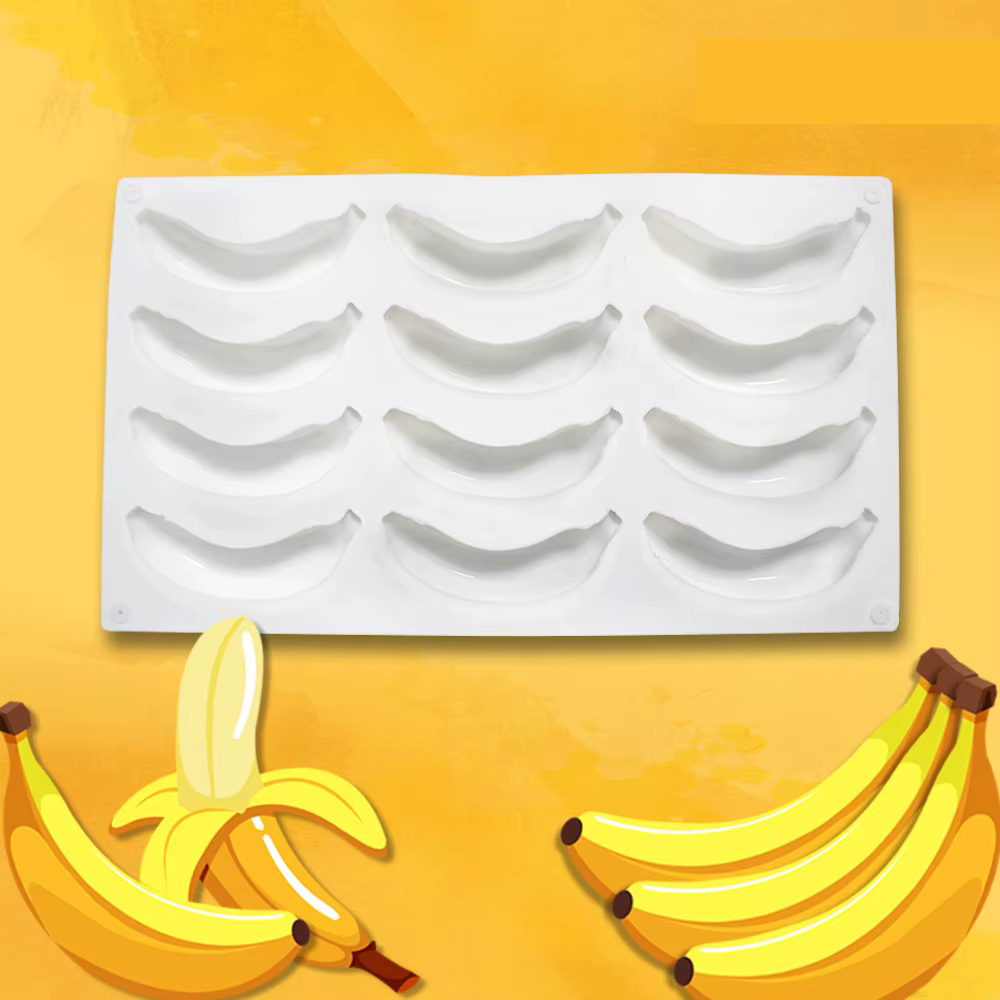 Moule en silicone 6/12 cavités pour gâteau mousse banane, pudding au chocolat, dessert, pâtisserie f