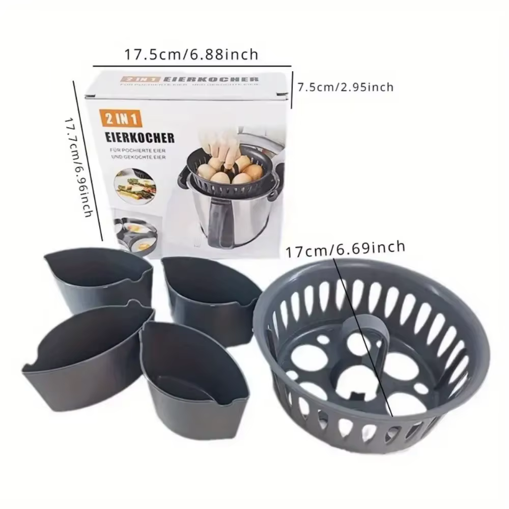 Cuiseur à œufs 2-en-1 compatible Thermomix TM5 TM6 TM31, idéal pour faire bouillir les œufs, paniers