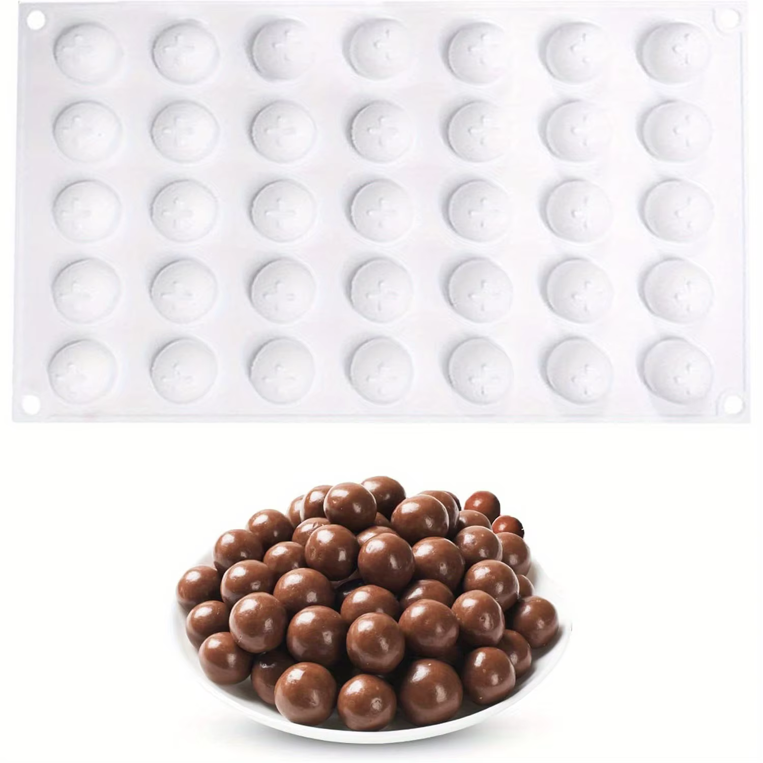 Plateau de cuisson sphérique antiadhésif 3D pour bonbons et truffes, moule à bombes au chocolat en s