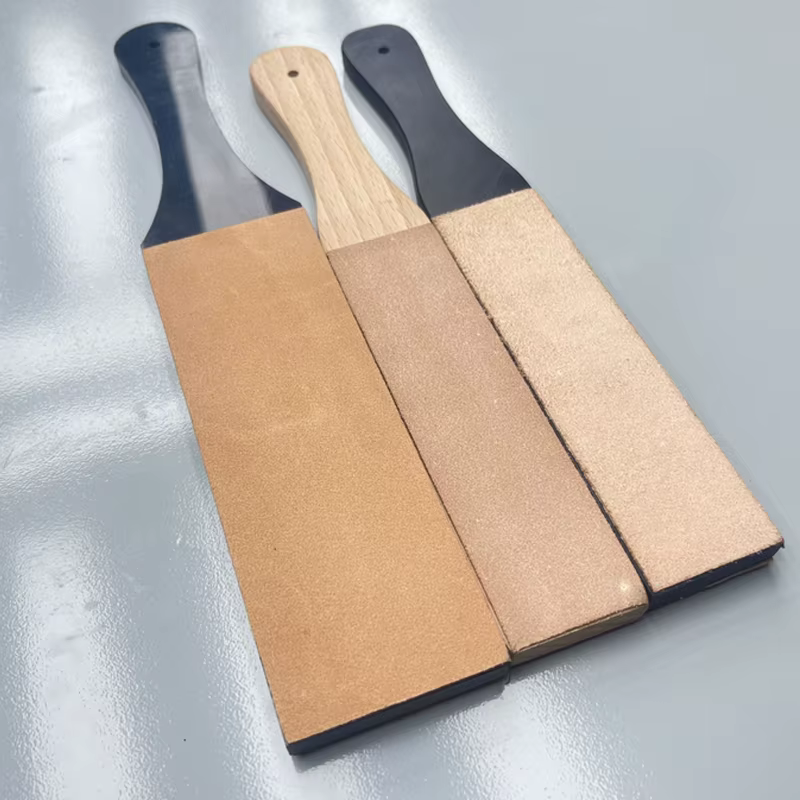 Kit de bloc d'affûtage de couteaux en cuir Double face, avec composé de polissage, affûtage de coute