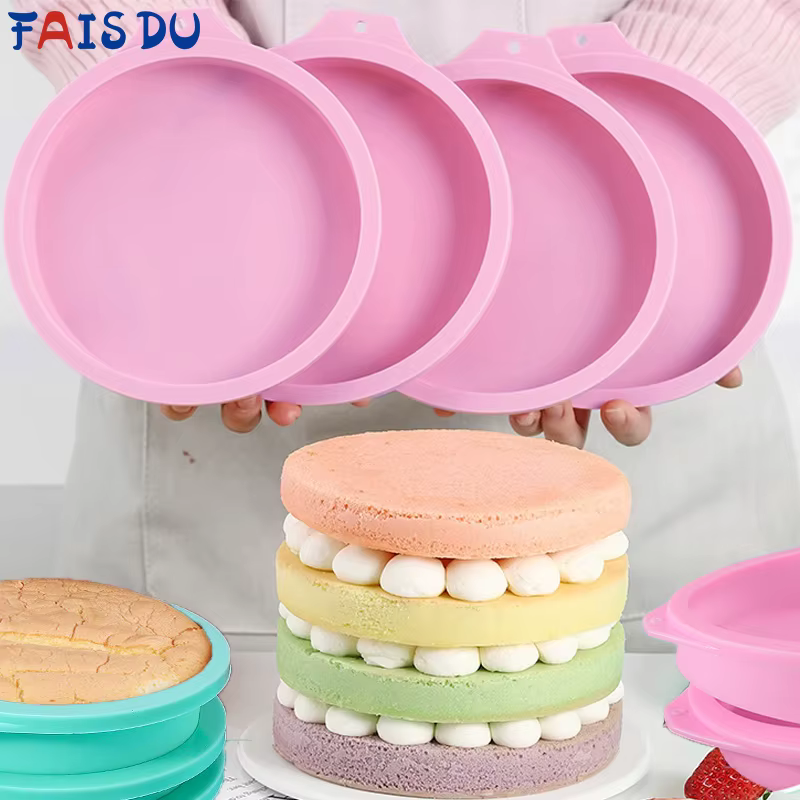 FAIS DU-2-8 pièces Moule à gâteau en silicone 4/6/8 pouces Ensemble de moules à gâteau ronds Antiadh