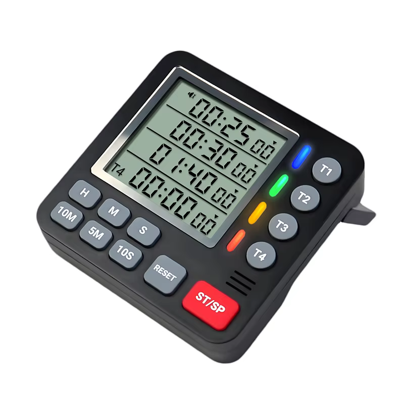 Minuterie de cuisine magnétique 4 canaux, quatre jeux de chronométrage, grand écran LCD, compte à re