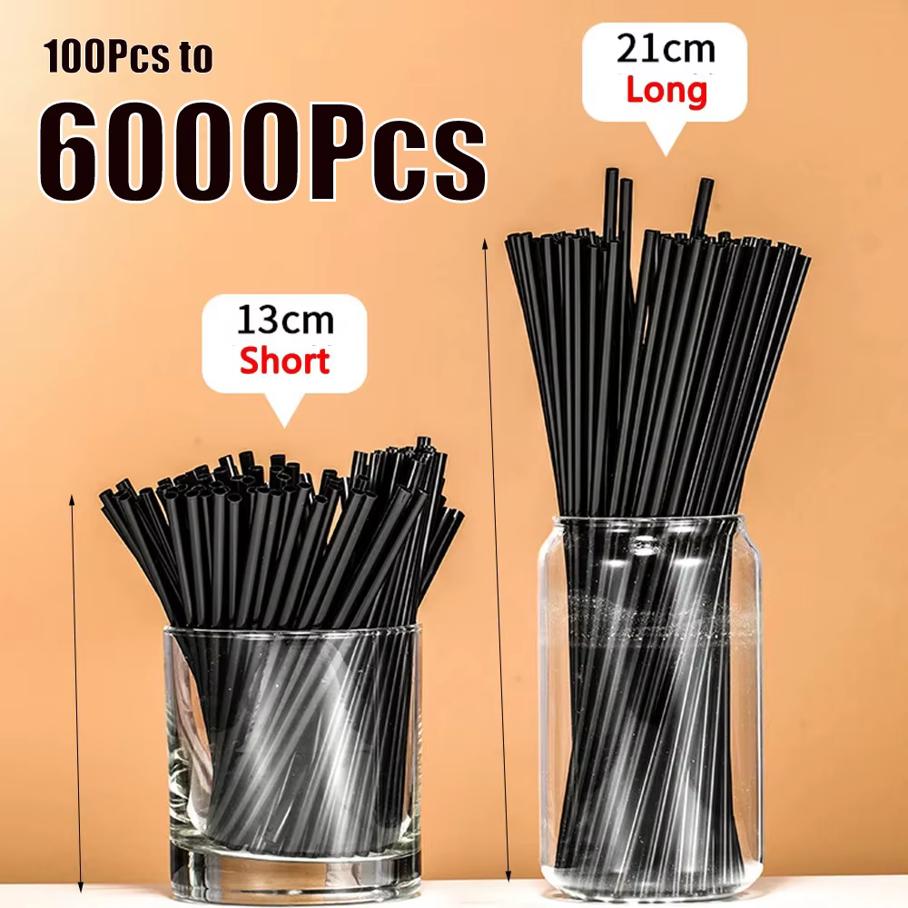100-6000 pièces pailles noires café pailles à boire jus Tube à boire paille thé Cocktail pailles mar