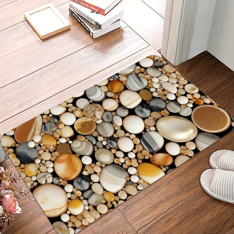 Paillasson imperméable antidérapant avec impression pavé, facile à nettoyer, tapis de sol d'entrée, 