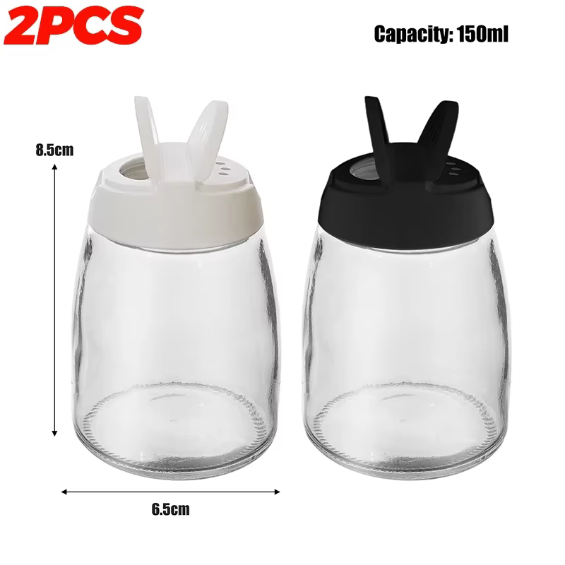 Pots à épices avec couvercles Shaker, bouteille d'assaisonnement en verre transparent pour herbes et