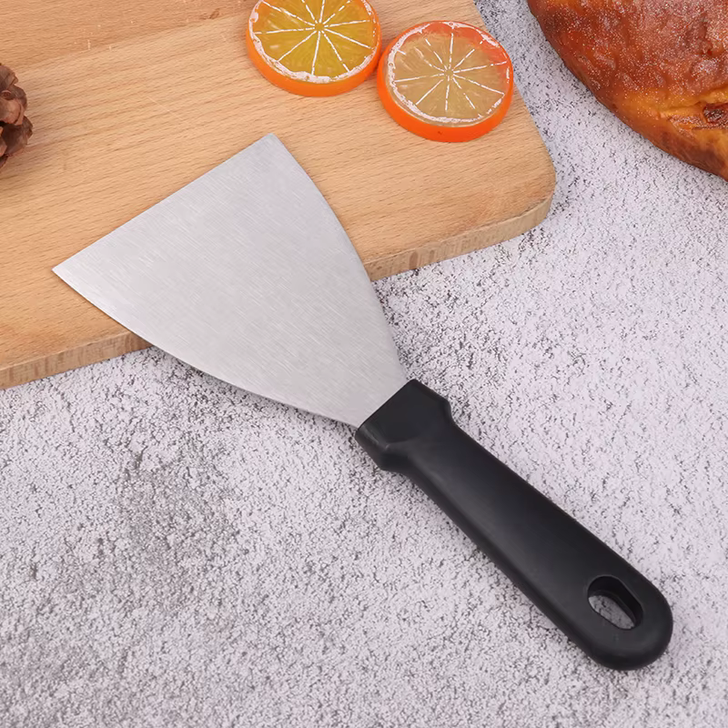 Spatule multifonctionnelle en acier inoxydable, ustensiles de cuisine à manche court, grattoir à spa