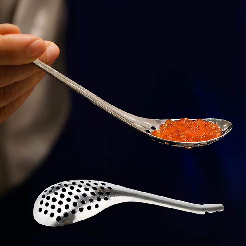 Cuillère à caviar pour la cuisine, 56 trous, outils de cuisine pour la gastronomie moléculaire, jaun