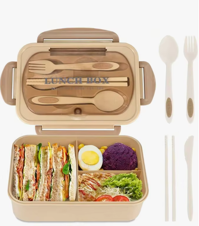 Ensemble boîte à bento pour adultes, 3 compartiments, peut être placé en micro-ondes et lave-vaissel