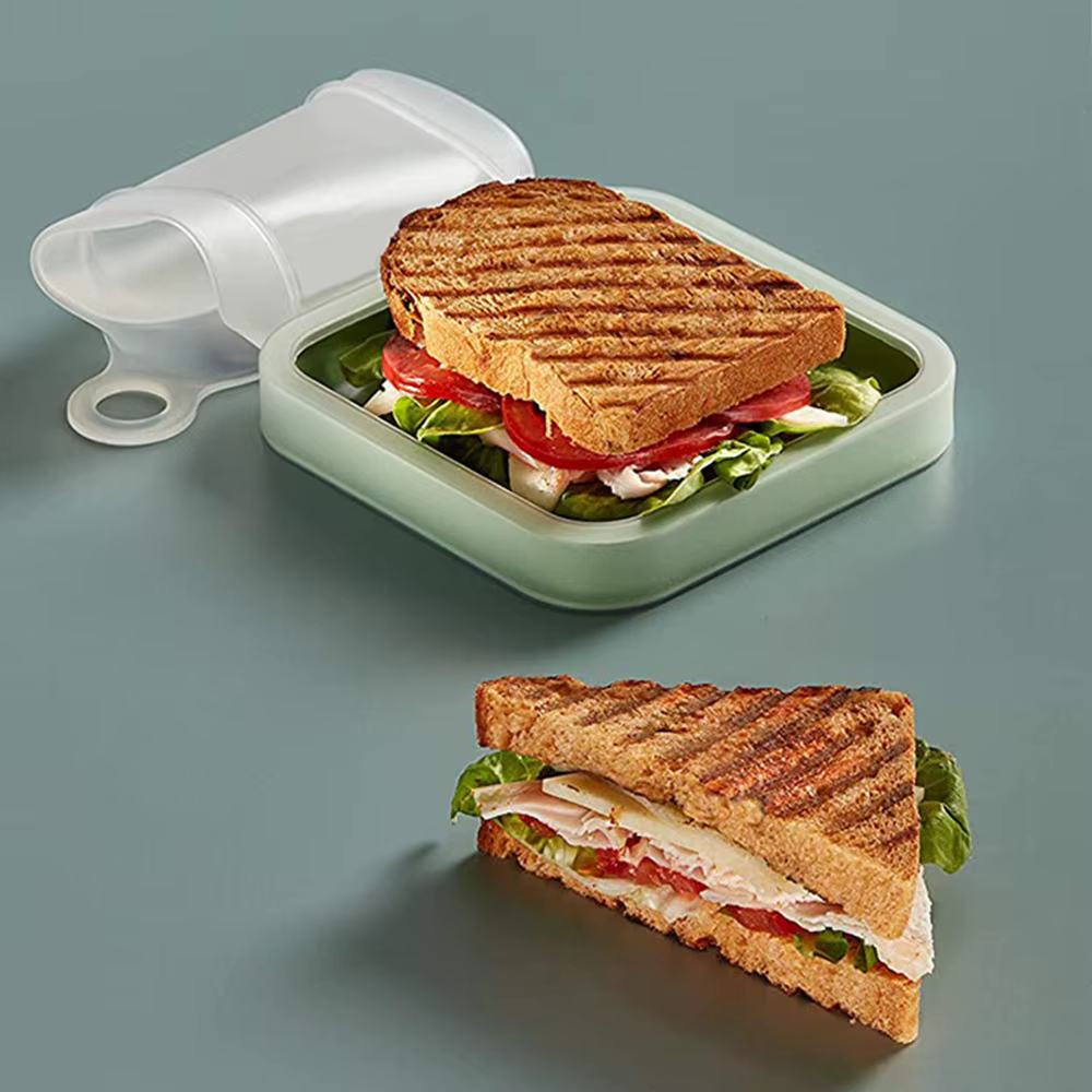 Boîte à Bento Portable en Silicone pour Sandwich, Toast, avec poignée, récipient alimentaire, boîte 