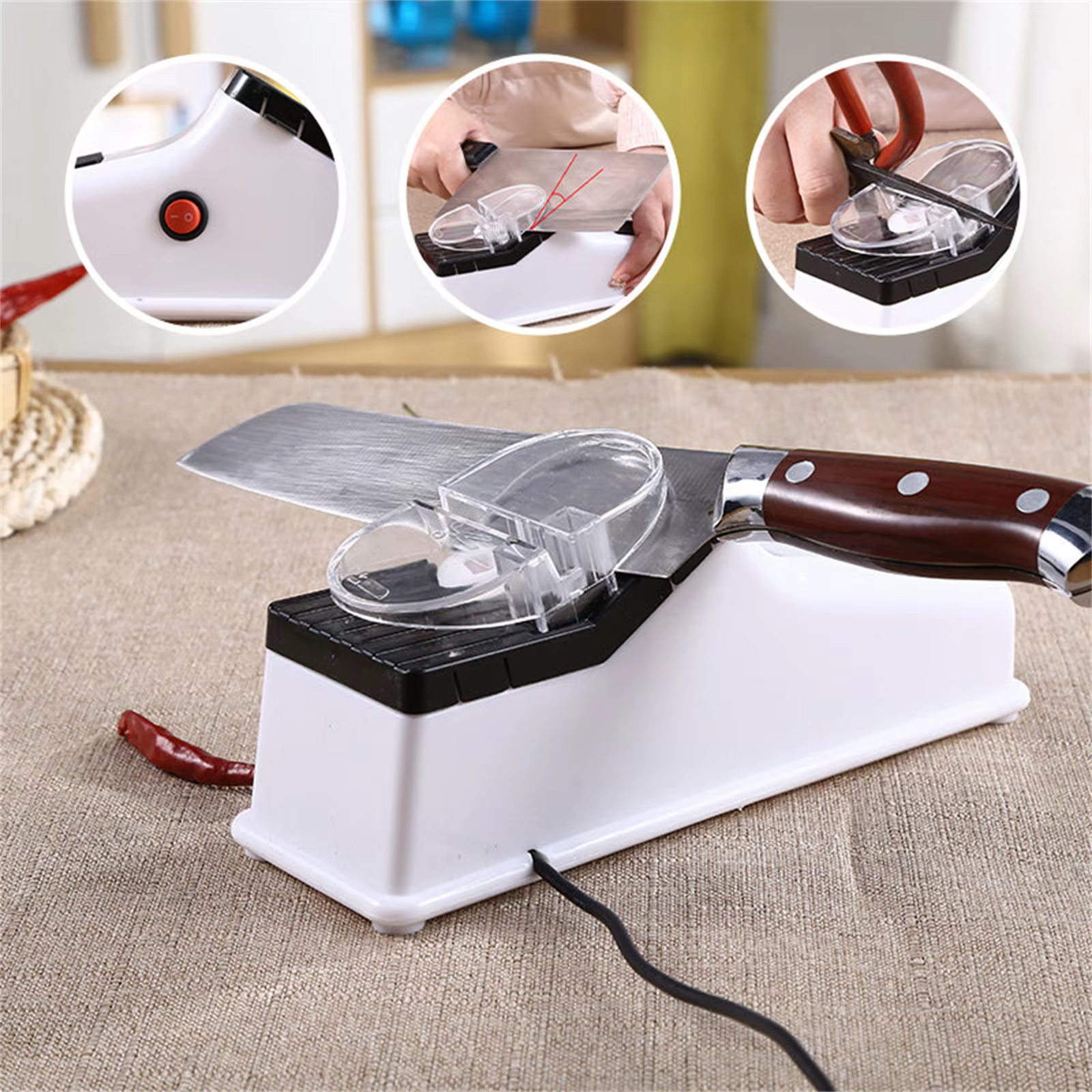 Electric Knife Sharpener Professional Knife Sharpener Fast Sharpening With Protective Cover For Rest