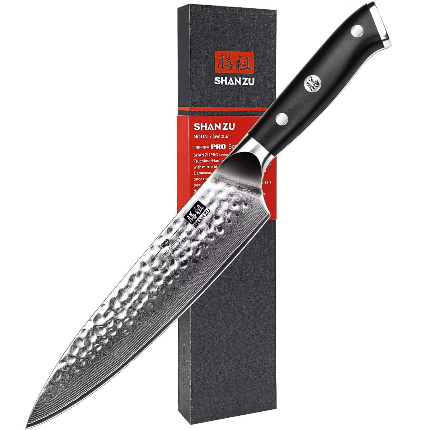 SHAN ZU-Couteau de chef japonais en acier Damas, 8 pouces, ustensile de cuisine professionnel, opaqu