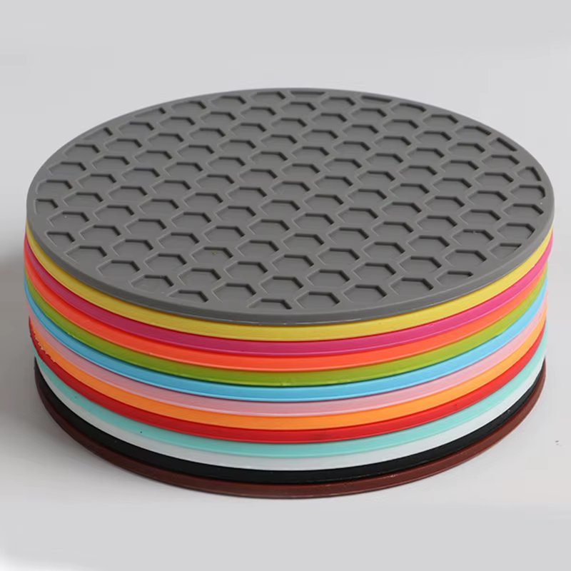 Dessous de verre rond en Silicone, tapis pour boissons au café, porte-gobelet de thé, épais, antidér